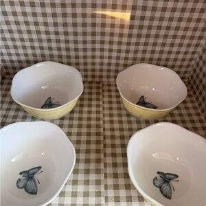 Lenox Yellow Butterfly Ceramic Dessert Bowls - Set of 4